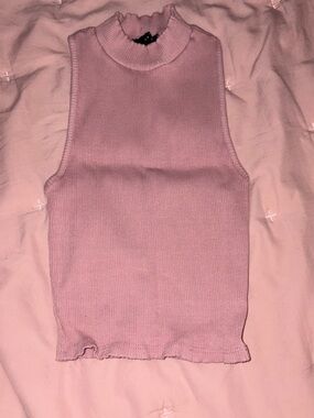 Sleeveless Mock Neck Tank Top - Pink